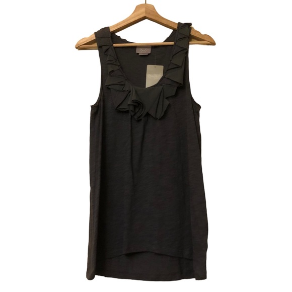 NWT ANTHROPOLOGIE VANESSA VIRGINIA Dark Gray Ruffle Detail Sleeveless Top - Picture 8 of 11